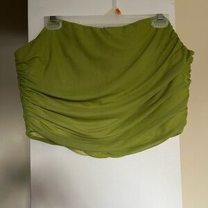 Mesh dark lime crocodile green boned strapless corset bustier